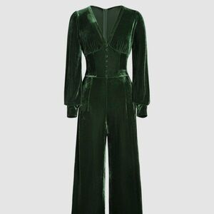 Elegant Green Velvet Jumpsuit